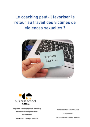Le coaching peut-il favoriser le retour au travail des victimes de violences sexuelles ?