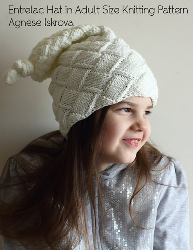 Entrelac Hat in Adult Size Knitting Pattern