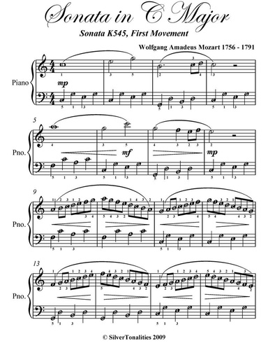 Sonata in C Major K545 1st Mvt Easiest Piano Sheet Music