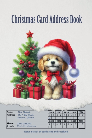 Christmas Card Address Book: Christmas Puppy | Record Sent and Received Cards for upto 10 Years | 624 Addresses