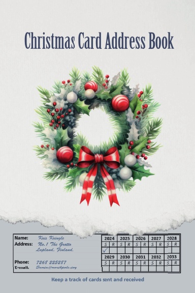 Christmas Card Address Book: Christmas Wreath | Record Sent and Received Cards for upto 10 Years | 624 Addresses