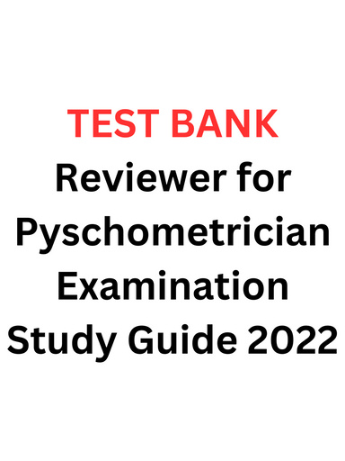 Test Bank Reviewer for Pyschometrician