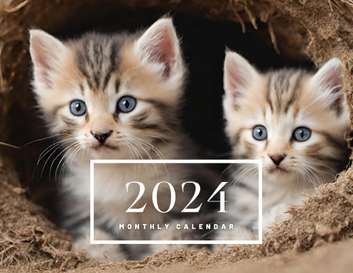 Kitten 2024 Cat Monthly Calender Kitty Gifts Wall Calendar Kitten Calendar  2024 
