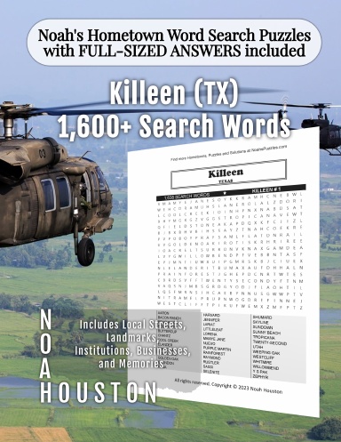 Noah’s Hometown Word Search Puzzles with FULL-SIZED ANSWERS included Killeen (TX)