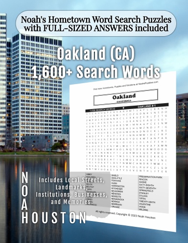 Noah’s Hometown Word Search Puzzles with FULL-SIZED ANSWERS included Oakland (CA)