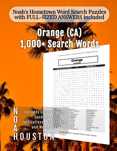 Noah’s Hometown Word Search Puzzles with FULL-SIZED ANSWERS included Orange (CA)