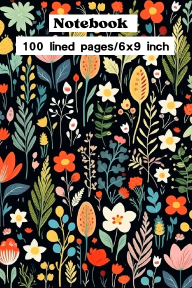 Botanical illustration Notebook for girls and women / 100 lined pages / 6x9 inch