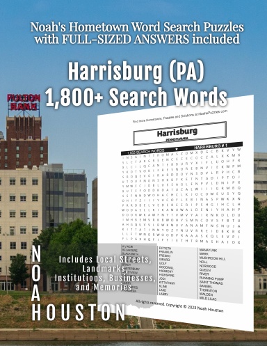 Noah’s Hometown Word Search Puzzles with FULL-SIZED ANSWERS included Harrisburg (PA)