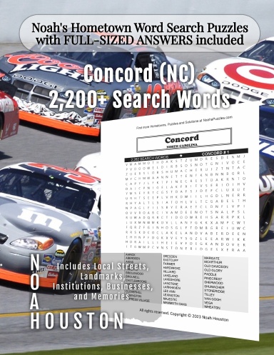 Noah’s Hometown Word Search Puzzles with FULL-SIZED ANSWERS included Concord (NC)