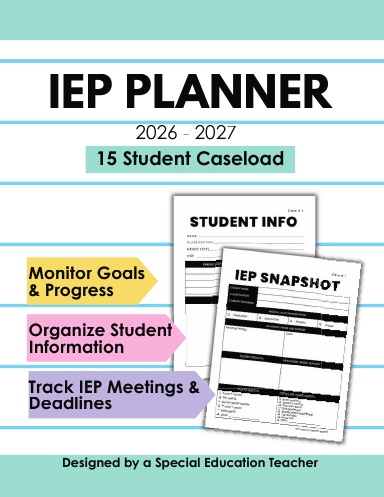 IEP Planner 2026–2027 | Special Education Teacher Caseload Organizer ...