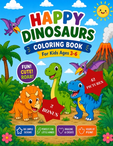 Happy Dinosaurs Coloring Book