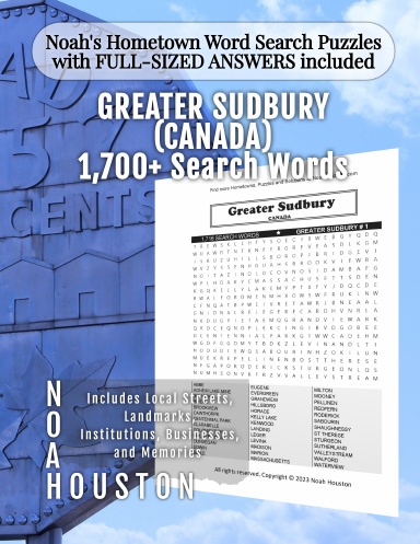 Noah’s Hometown Word Search Puzzles with FULL-SIZED ANSWERS included Greater Sudbury (CANADA)