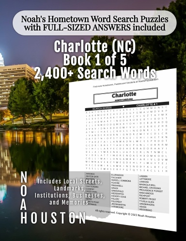 Noah’s Hometown Word Search Puzzles with FULL-SIZED ANSWERS included Charlotte (NC), Book 1 of 5