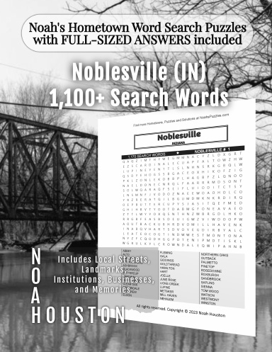 Noah’s Hometown Word Search Puzzles with FULL-SIZED ANSWERS included Noblesville (IN)