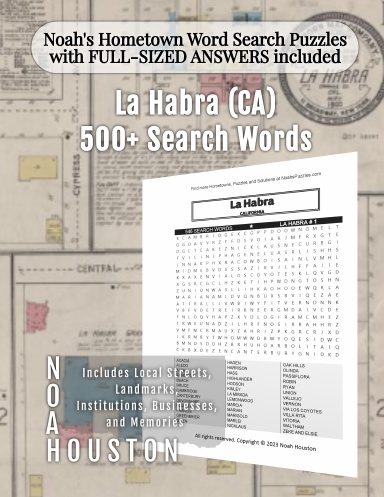 Noah’s Hometown Word Search Puzzles with FULL-SIZED ANSWERS included La Habra (CA)