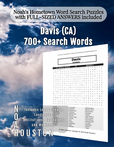 Noah’s Hometown Word Search Puzzles with FULL-SIZED ANSWERS included Davis (CA)