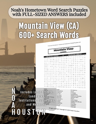 Noah’s Hometown Word Search Puzzles with FULL-SIZED ANSWERS included Mountain View (CA)