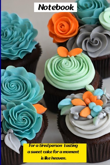 Delicious-looking cupcakes/food/notebook or journal/100 pages/6x9 inch