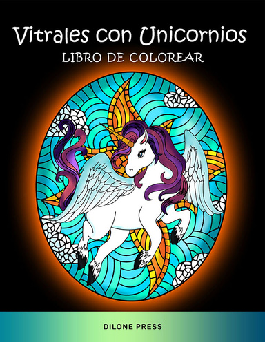 Vitrales con Unicornios Libro de Colorear