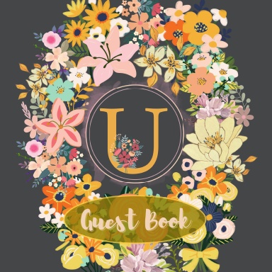 Initial Letter U Floral Flower Guest Book