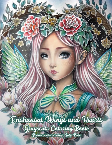 Enchanted Wings and Hearts Grayscale Coloring Book