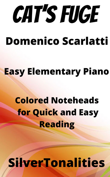Cat's Fugue Easy Elementary Piano Sheet Music with Colored Notation