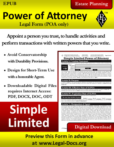 EPUB - Simple Limited Power of Attorney - Condense Version