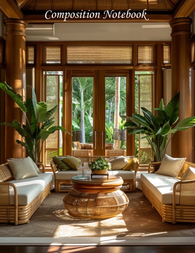 Bamboo and Green/living room/for teens and adults/composition notebook/120 lined pages/8.5 x 11 inch