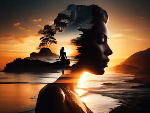 Experiencing the sunset on the seashore