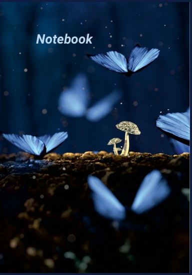 Blue Butterflies Journal Notebook , A5 Dots Grid Cream Paper Glossy Finish