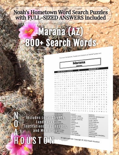 Noah’s Hometown Word Search Puzzles with FULL-SIZED ANSWERS included Marana (AZ)
