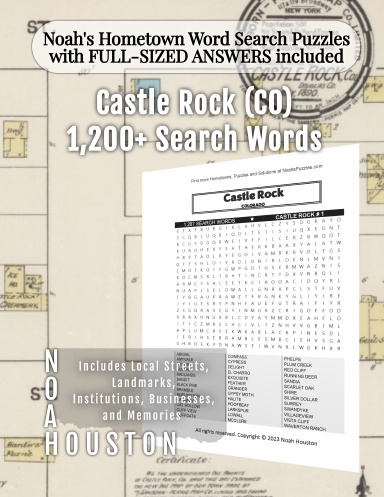 Noah’s Hometown Word Search Puzzles with FULL-SIZED ANSWERS included Castle Rock (CO)