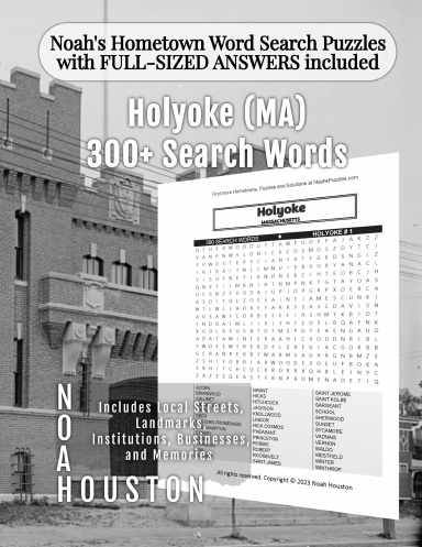 Noah’s Hometown Word Search Puzzles with FULL-SIZED ANSWERS included Holyoke (MA)