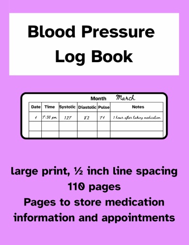 Blood Pressure Log Book