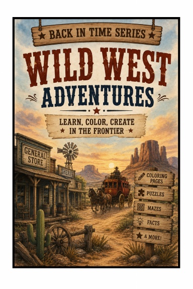 Wild West Adventures | Back in Time Activity Book for Kids