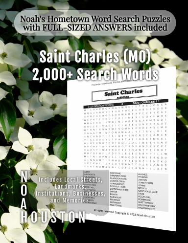 Noah’s Hometown Word Search Puzzles with FULL-SIZED ANSWERS included Saint Charles (MO)