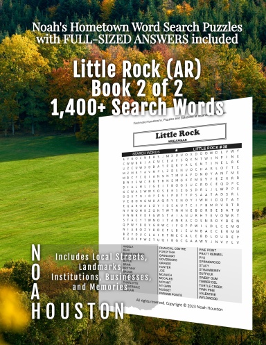 Noah’s Hometown Word Search Puzzles with FULL-SIZED ANSWERS included Little Rock (AR), Book 2 of 2