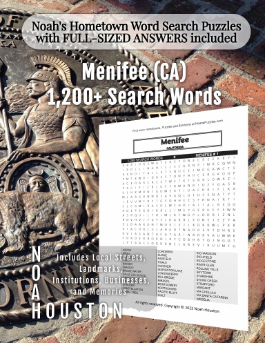 Noah’s Hometown Word Search Puzzles with FULL-SIZED ANSWERS included Menifee (CA)