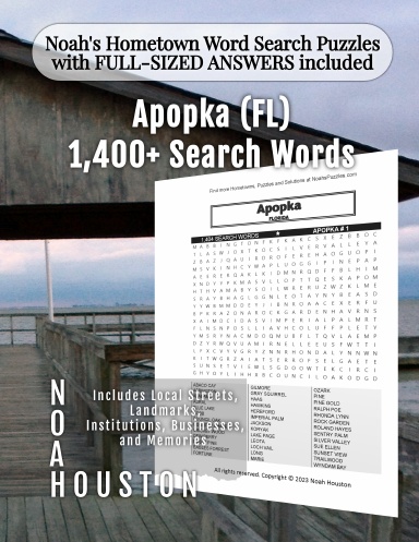 Noah’s Hometown Word Search Puzzles with FULL-SIZED ANSWERS included Apopka (FL)