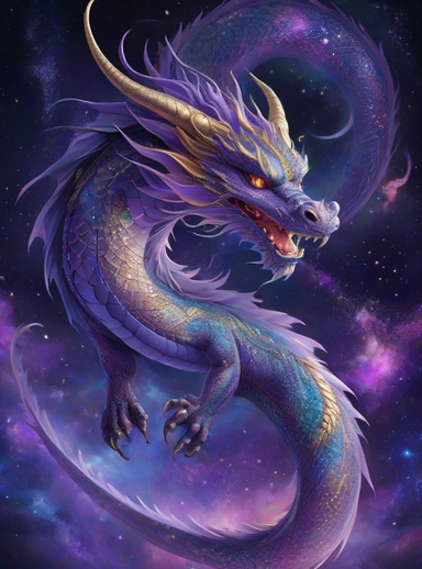 Dragons from Starry Space, Colorful Journeys through Space