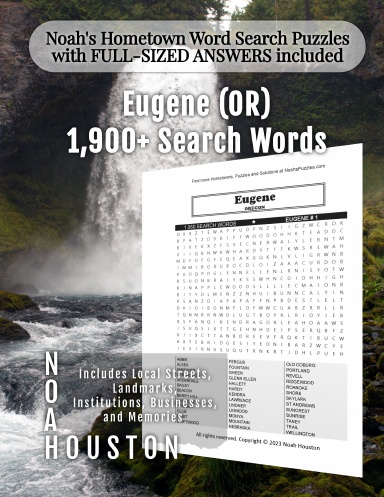 Noah’s Hometown Word Search Puzzles with FULL-SIZED ANSWERS included Eugene (OR)