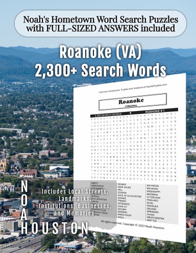 Noah’s Hometown Word Search Puzzles with FULL-SIZED ANSWERS included Roanoke (VA)