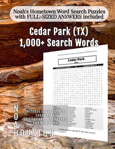 Noah’s Hometown Word Search Puzzles with FULL-SIZED ANSWERS included Cedar Park (TX)