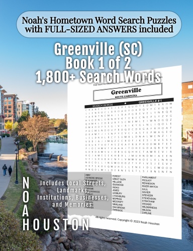 Noah’s Hometown Word Search Puzzles with FULL-SIZED ANSWERS included Greenville (SC), Book 1 of 2