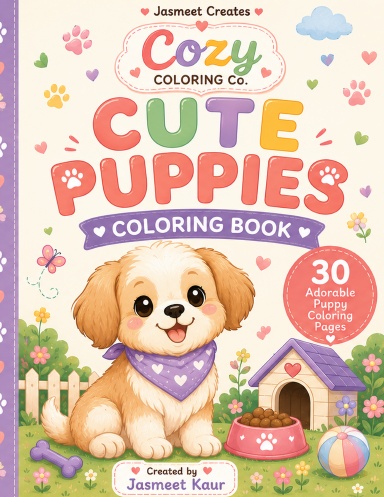 Cute Puppies Coloring Book
