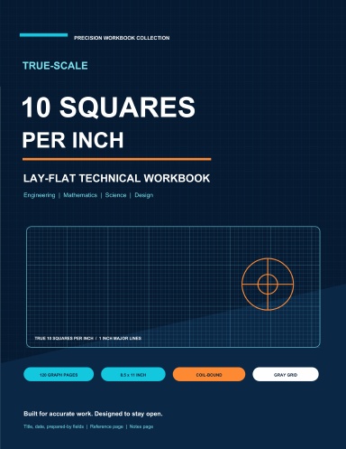 True-Scale 10 Squares per Inch Engineering Graph Paper Workbook