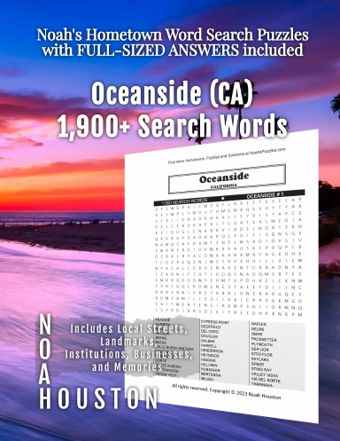 Noah’s Hometown Word Search Puzzles with FULL-SIZED ANSWERS included Oceanside (CA)