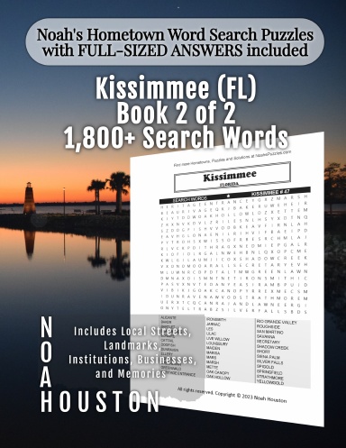 Noah’s Hometown Word Search Puzzles with FULL-SIZED ANSWERS included Kissimmee (FL), Book 2 of 2