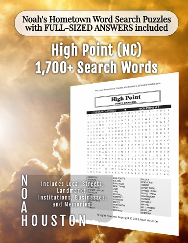 Noah’s Hometown Word Search Puzzles with FULL-SIZED ANSWERS included High Point (NC)
