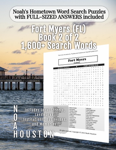 Noah’s Hometown Word Search Puzzles with FULL-SIZED ANSWERS included Fort Myers (FL), Book 2 of 2